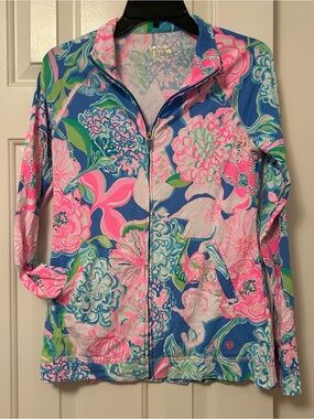 Lilly Pulitzer Luxletic Full Zip Hadlee Jacket Peony For Your Thoughts Sz Small
